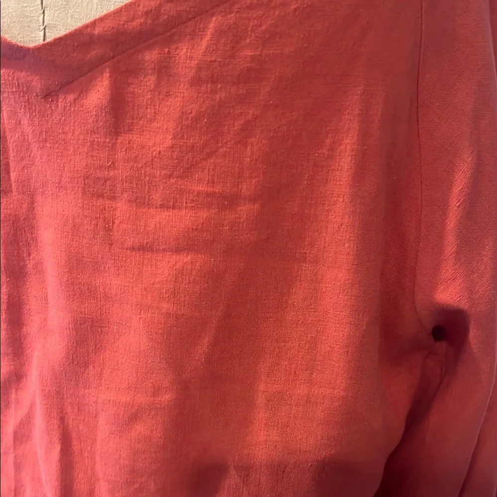 LOFT Orange Blouse Relaxed Fit 3/4 Sleeves - Picture 4 of 6